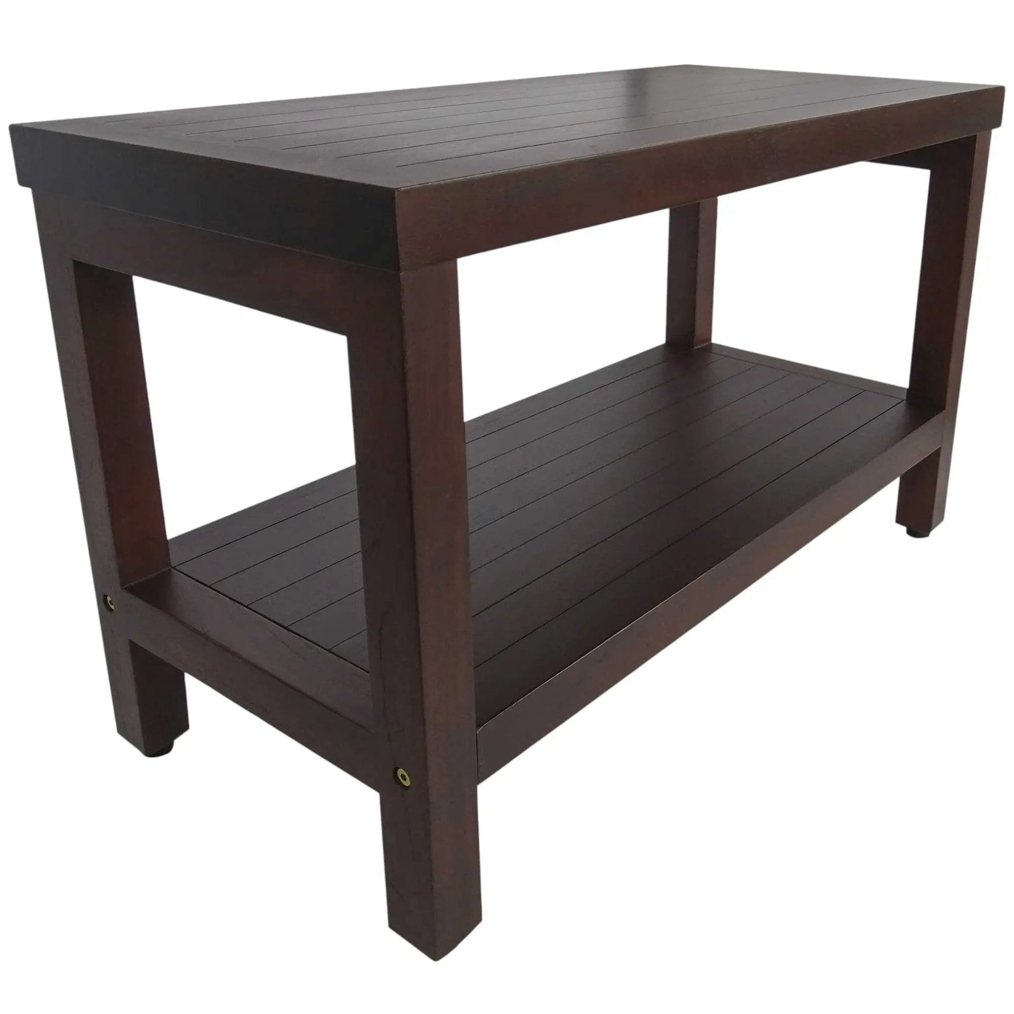 Rectangular Teak Shower Stool Or Bench With Shelf In Brown Finish Homeroots Bed & Bath