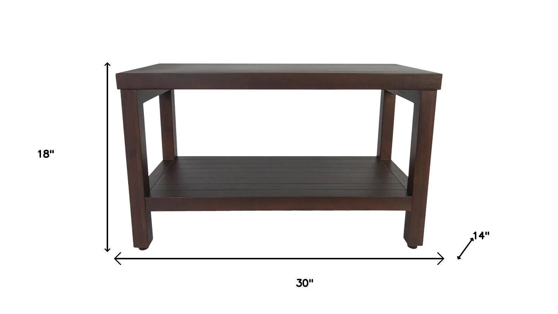 Rectangular Teak Shower Stool Or Bench With Shelf In Brown Finish Homeroots Bed & Bath