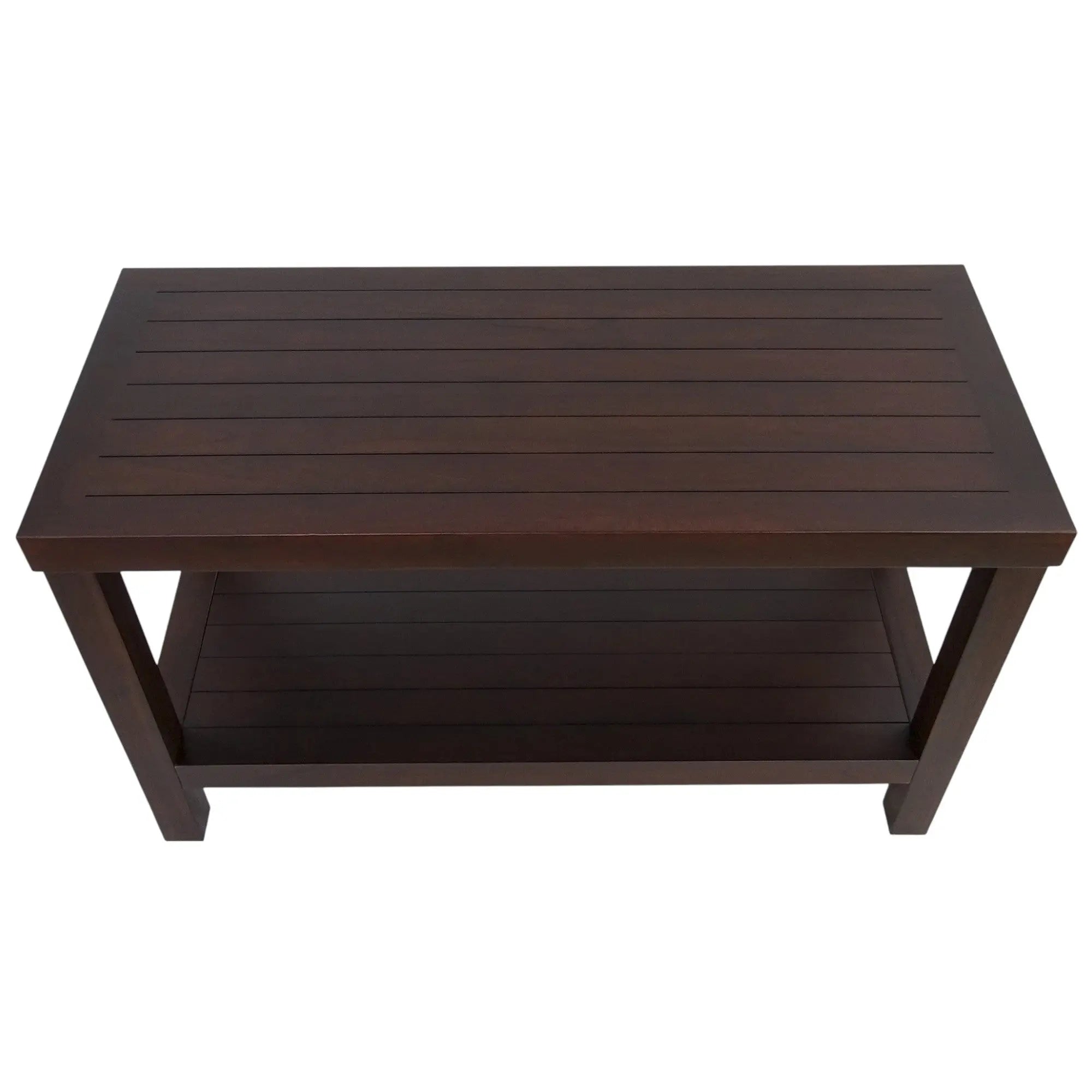 Rectangular Teak Shower Stool Or Bench With Shelf In Brown Finish Homeroots Bed & Bath