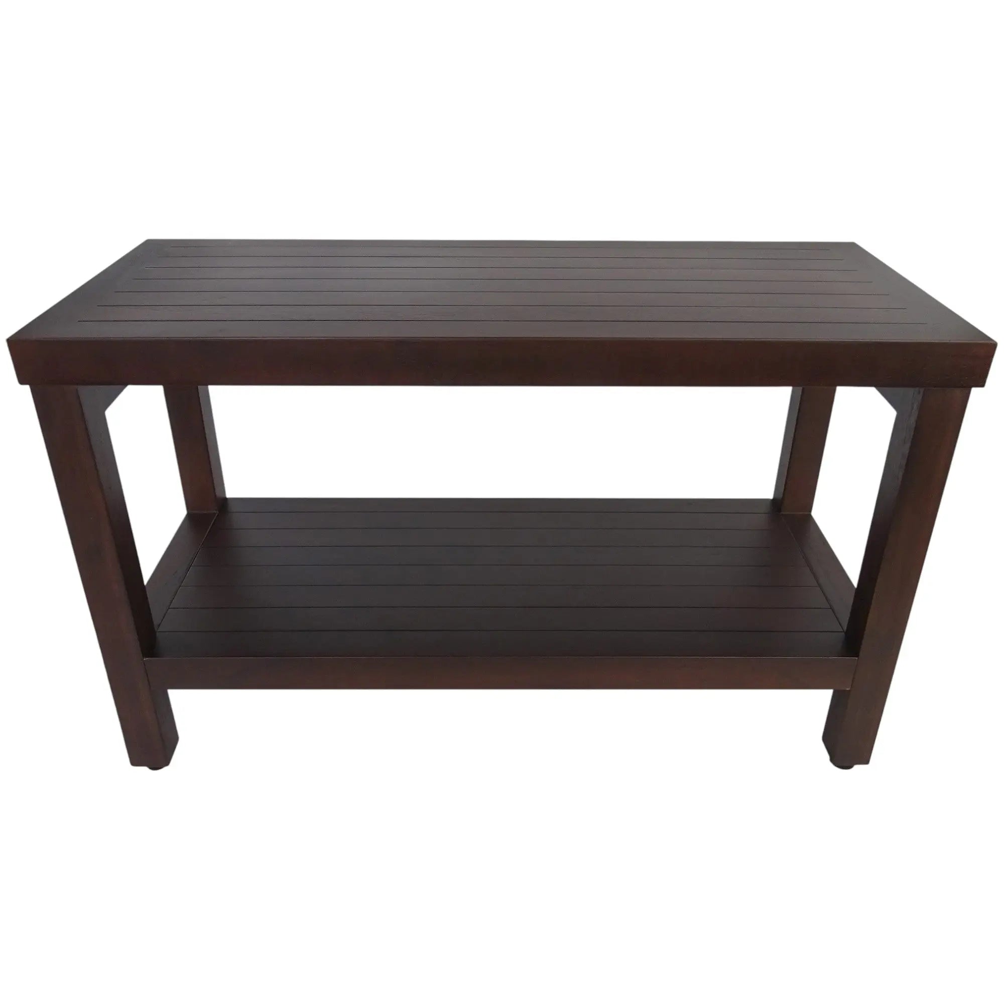 Rectangular Teak Shower Stool Or Bench With Shelf In Brown Finish Homeroots Bed & Bath