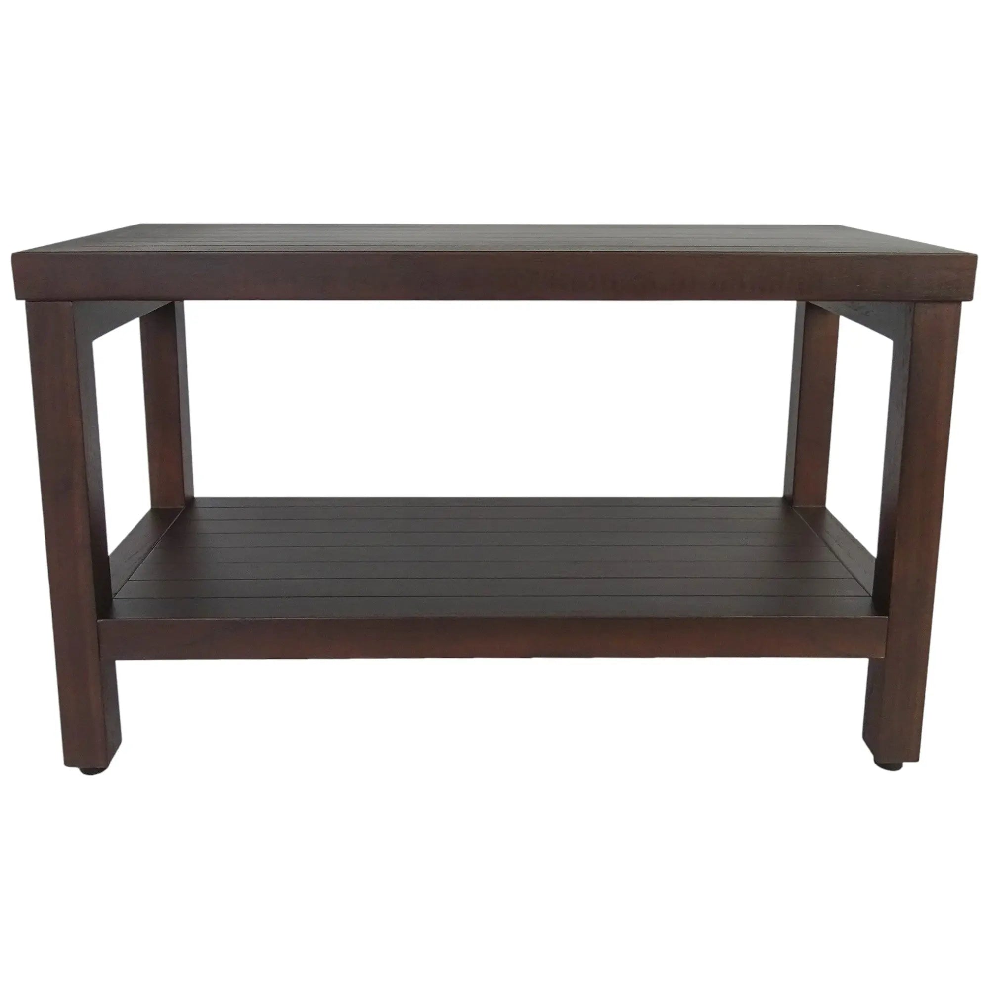 Rectangular Teak Shower Stool Or Bench With Shelf In Brown Finish Homeroots Bed & Bath