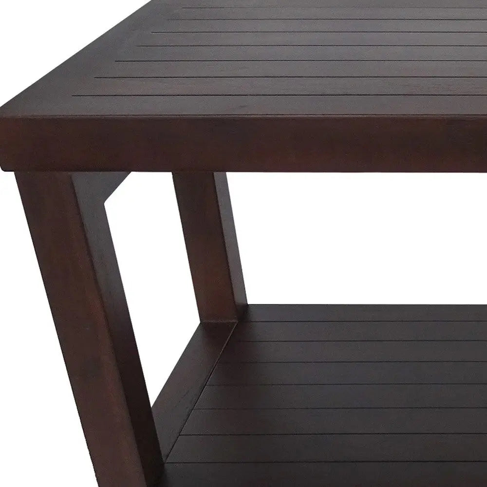 Rectangular Teak Shower Stool Or Bench With Shelf In Brown Finish Homeroots Bed & Bath