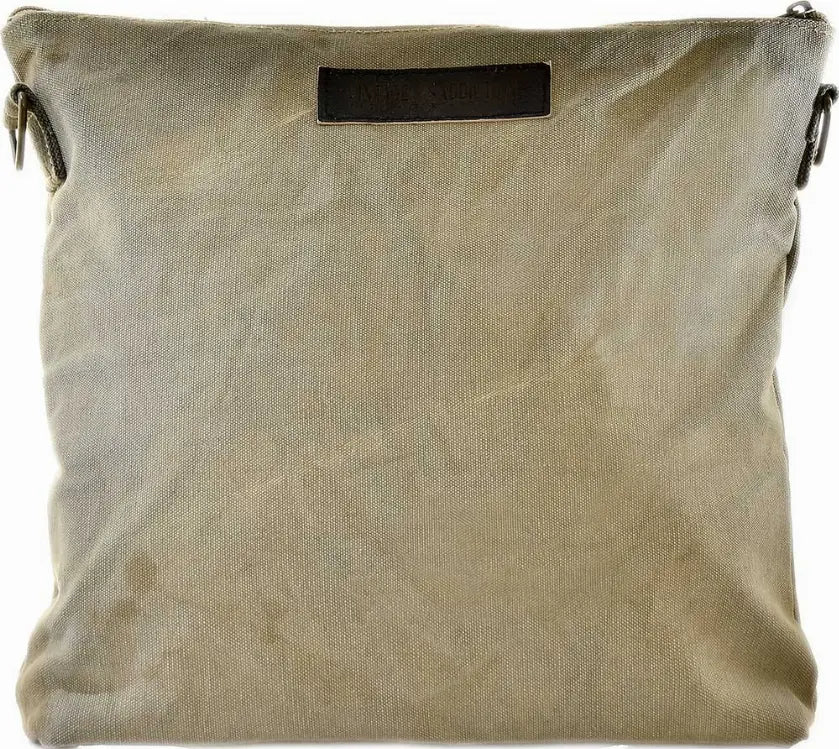 Recycled Military Tent Crossbody with Vintage Fabric Trim Vintage Addiction