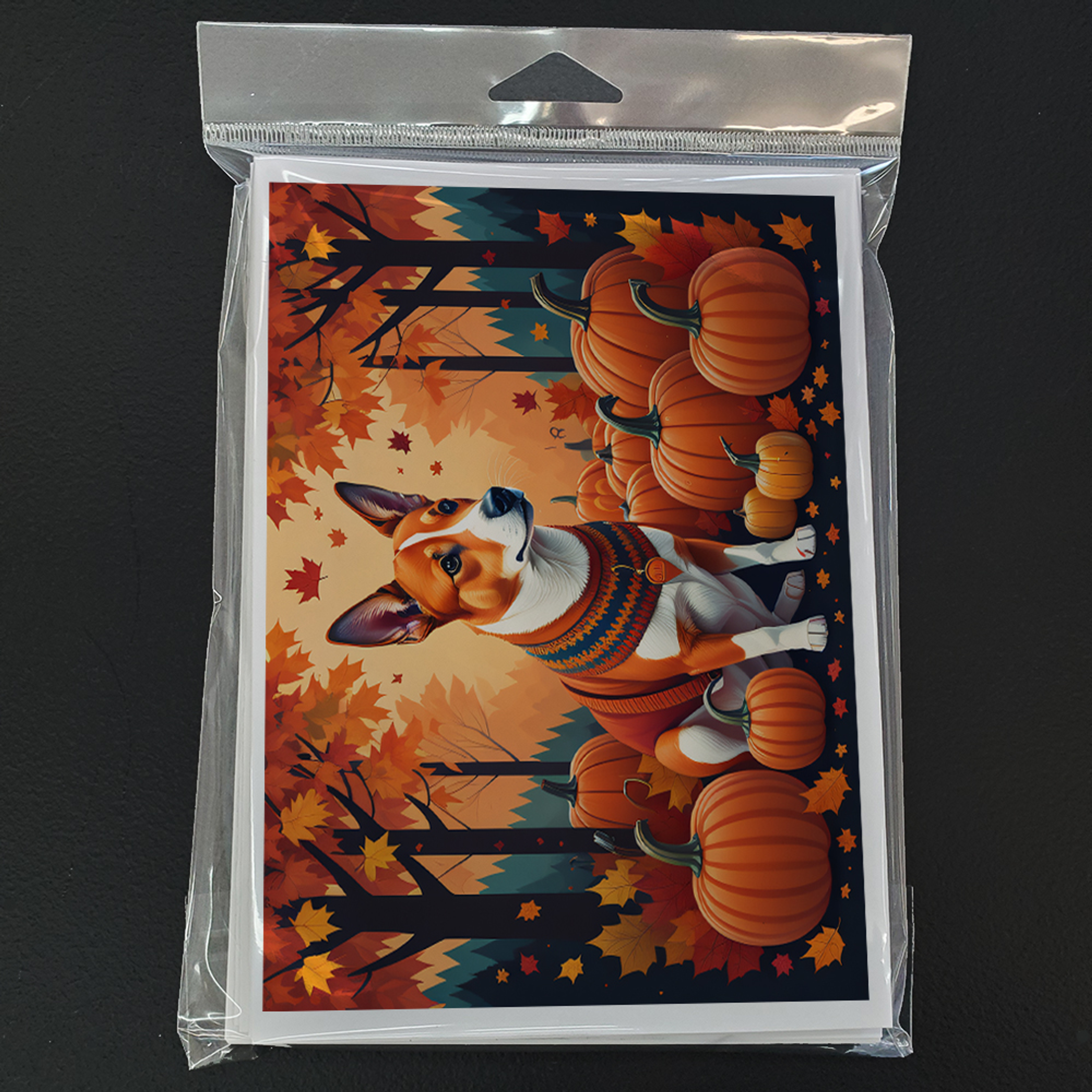 Red Basenji Fall Greeting Cards Pack of 8 Caroline's Treasures