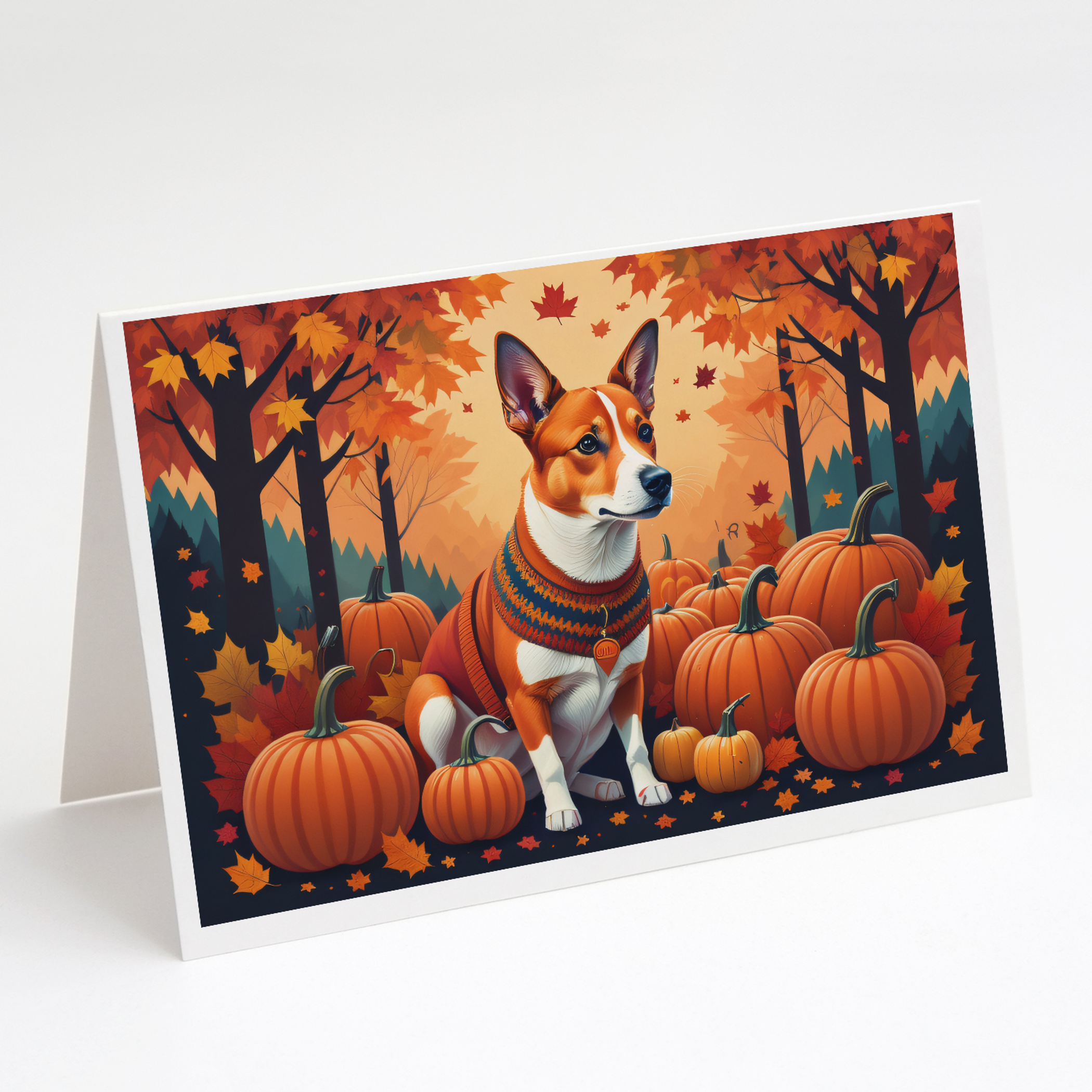 Red Basenji Fall Greeting Cards Pack of 8 Caroline's Treasures