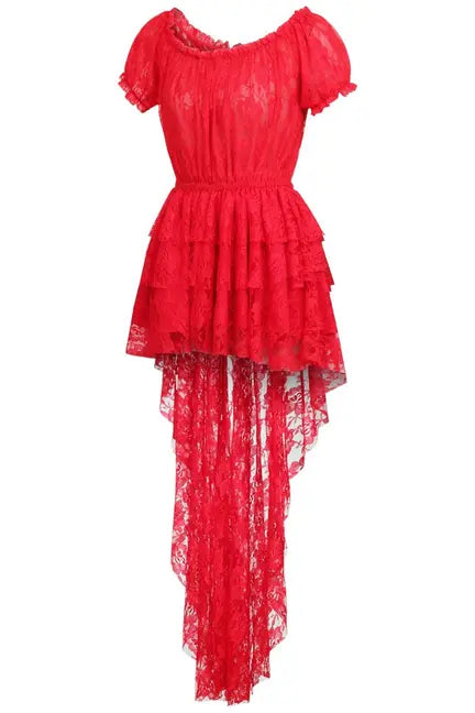 Red High Low Lace Dress Daisy Corsets