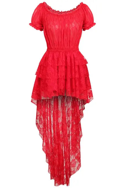 Red High Low Lace Dress Daisy Corsets