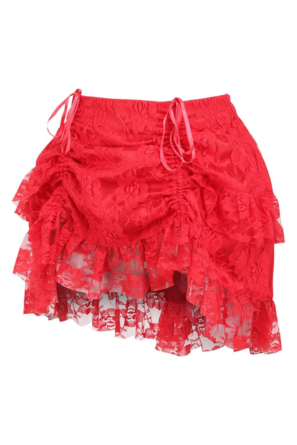 Red Lace Ruched Bustle Skirt Daisy Corsets