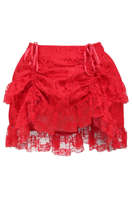 Red Lace Ruched Bustle Skirt Daisy Corsets