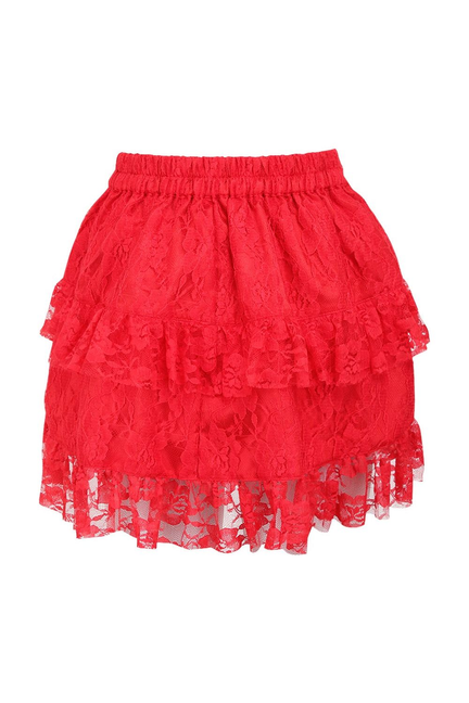Red Lace Ruched Bustle Skirt Daisy Corsets