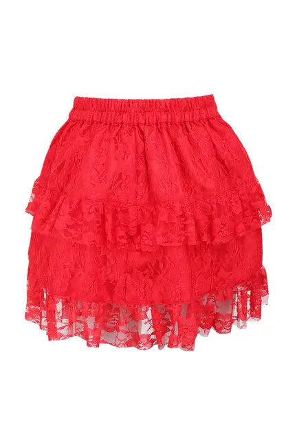 Red Lace Ruched Bustle Skirt Daisy Corsets