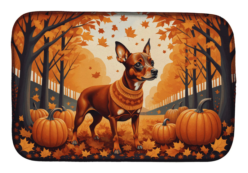 Red Miniature Pinscher Fall Dish Drying Mat Caroline's Treasures