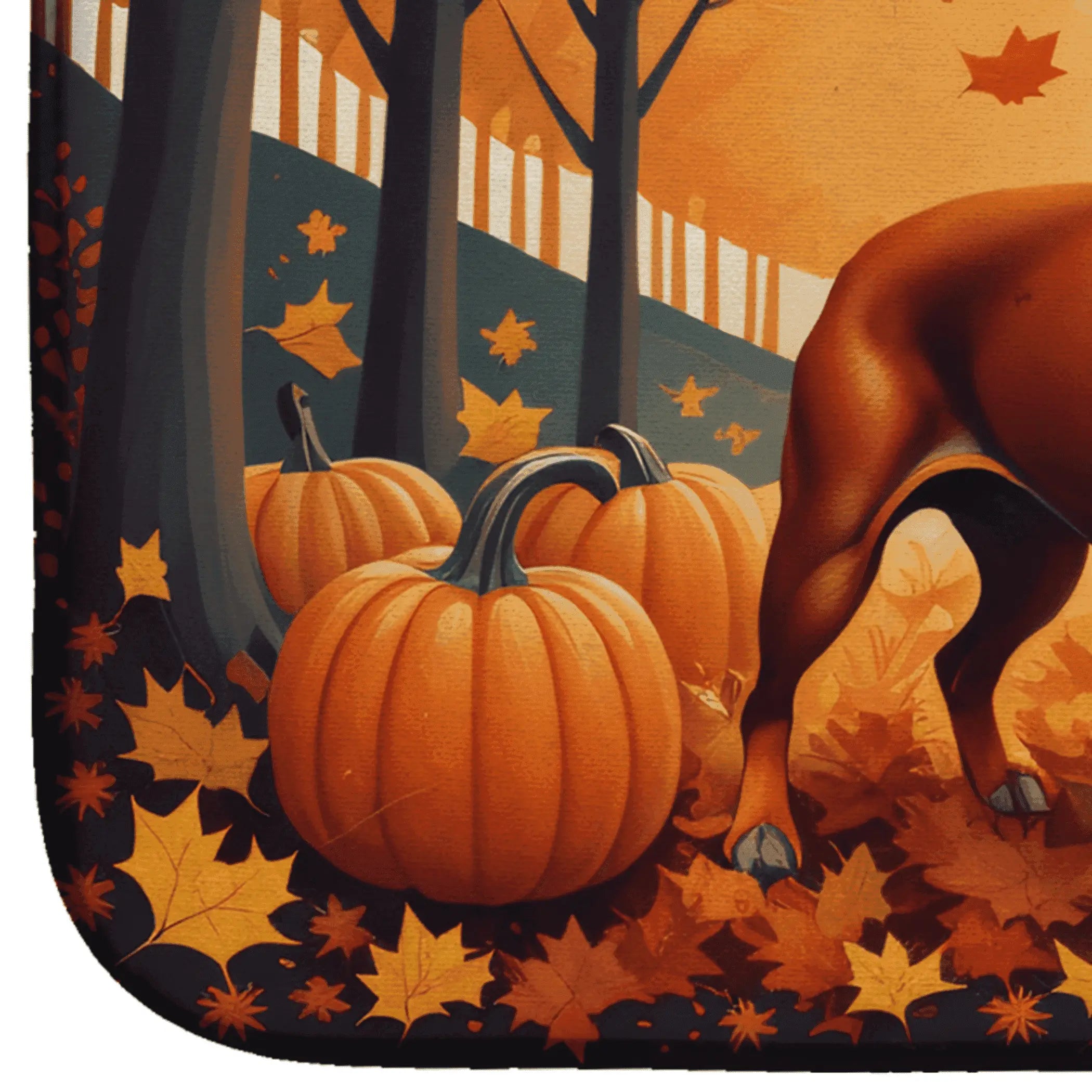 Red Miniature Pinscher Fall Dish Drying Mat Caroline's Treasures