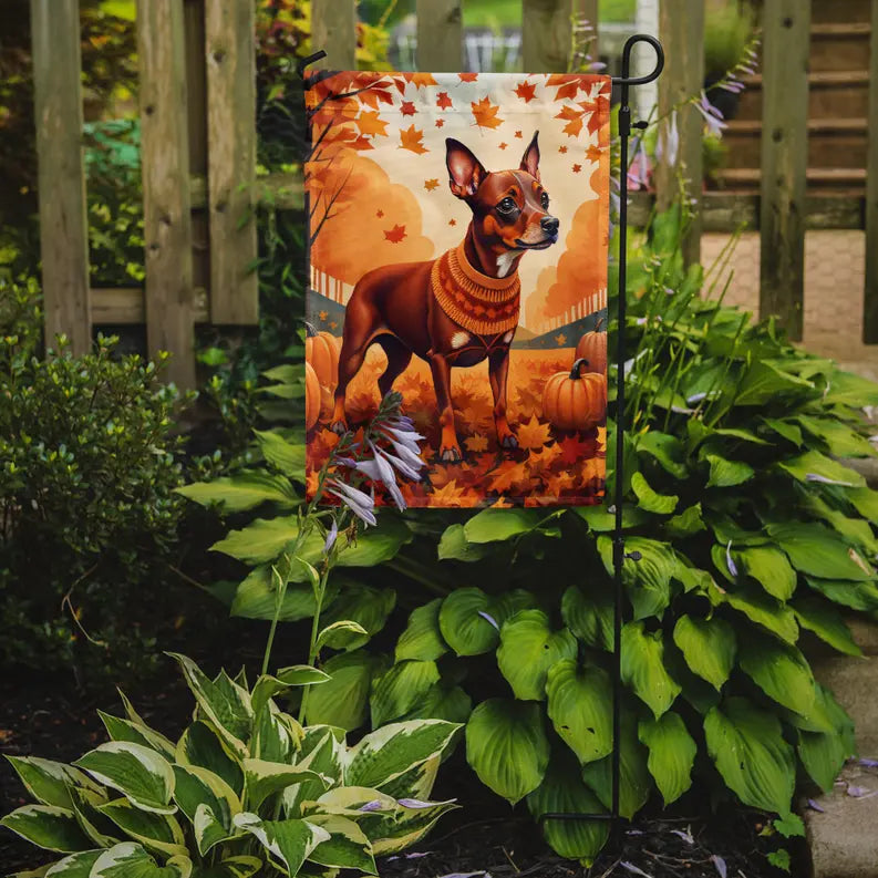 Red Miniature Pinscher Fall Garden Flag Caroline's Treasures