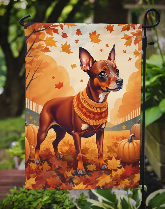 Red Miniature Pinscher Fall Garden Flag Caroline's Treasures