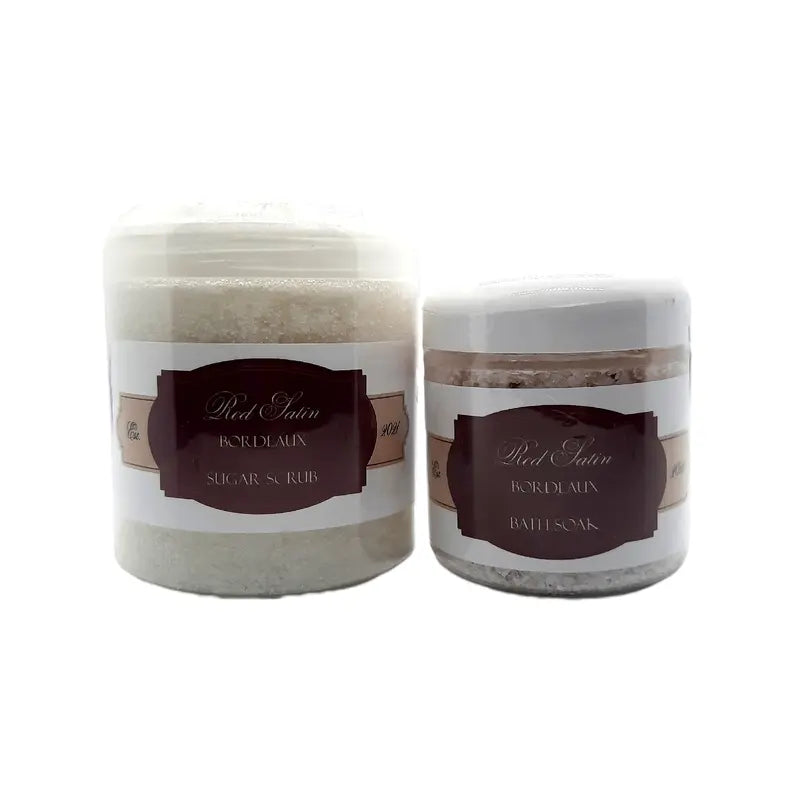 Red Satin Bordeaux Scrub & Bath Soak Bundle Xotic Envi