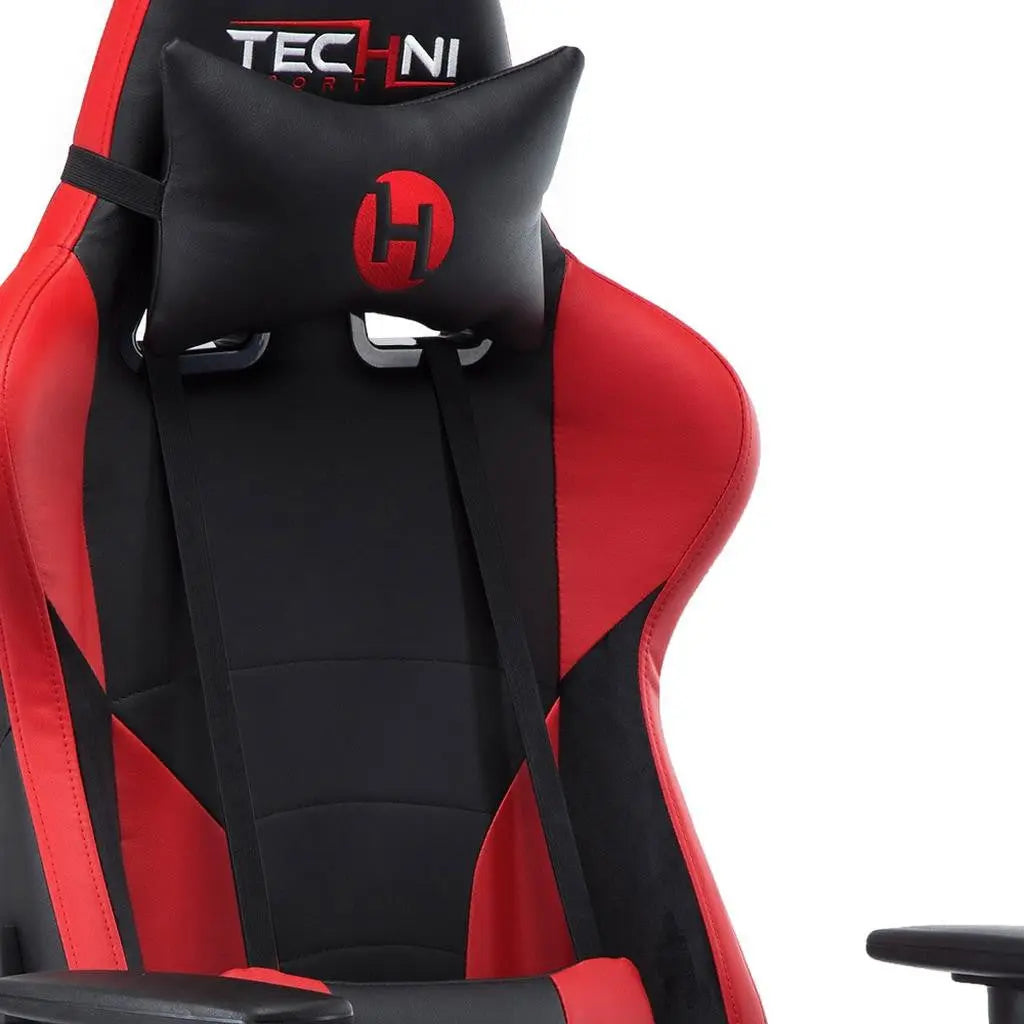 Red and Black Adjustable Height Swivel Rolling Gaming Chair Homeroots Office