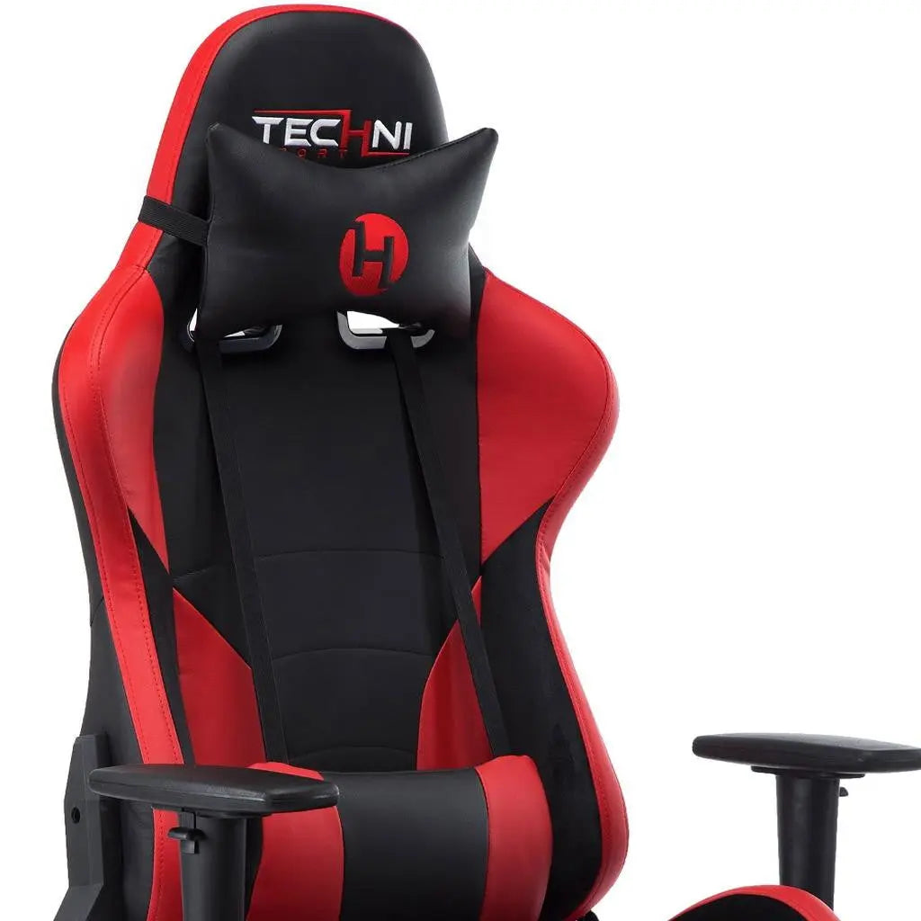 Red and Black Adjustable Height Swivel Rolling Gaming Chair Homeroots Office