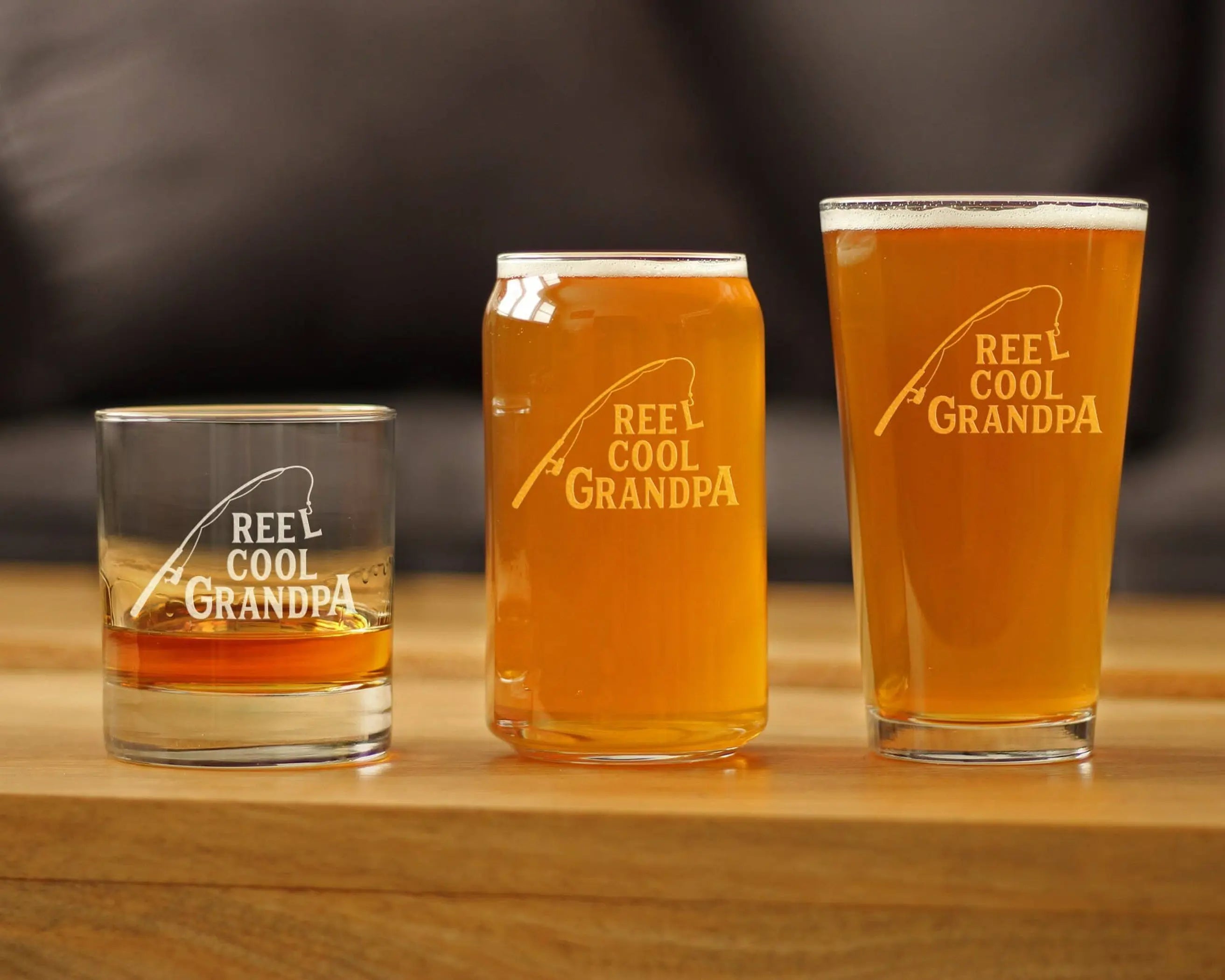Reel Cool Grandpa Pint Glass for Beer - Fishing Gifts Bevvee