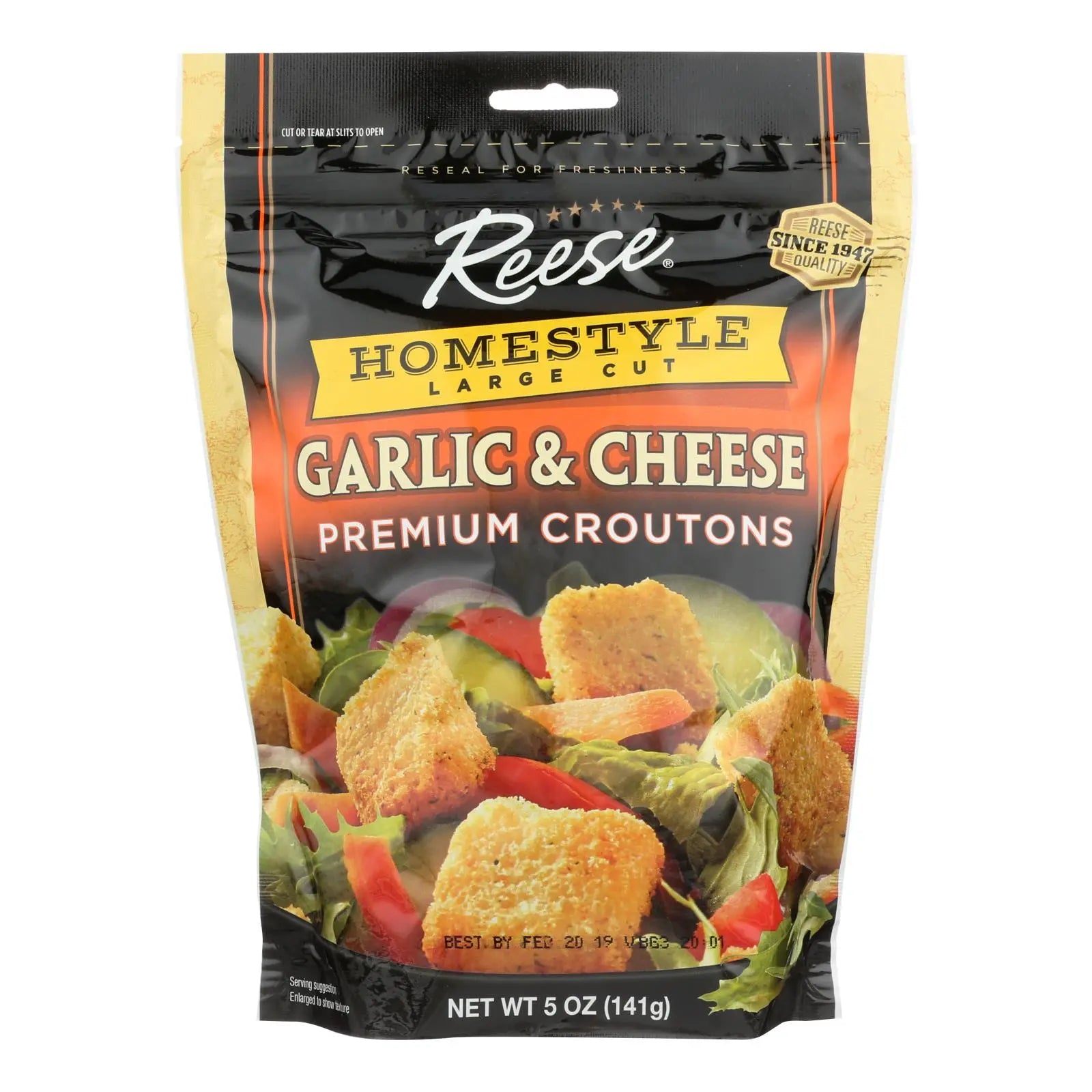 Reese Whole Grain Croutons - Garlic And Cheese - Case Of 12 - 5 Oz. Reese