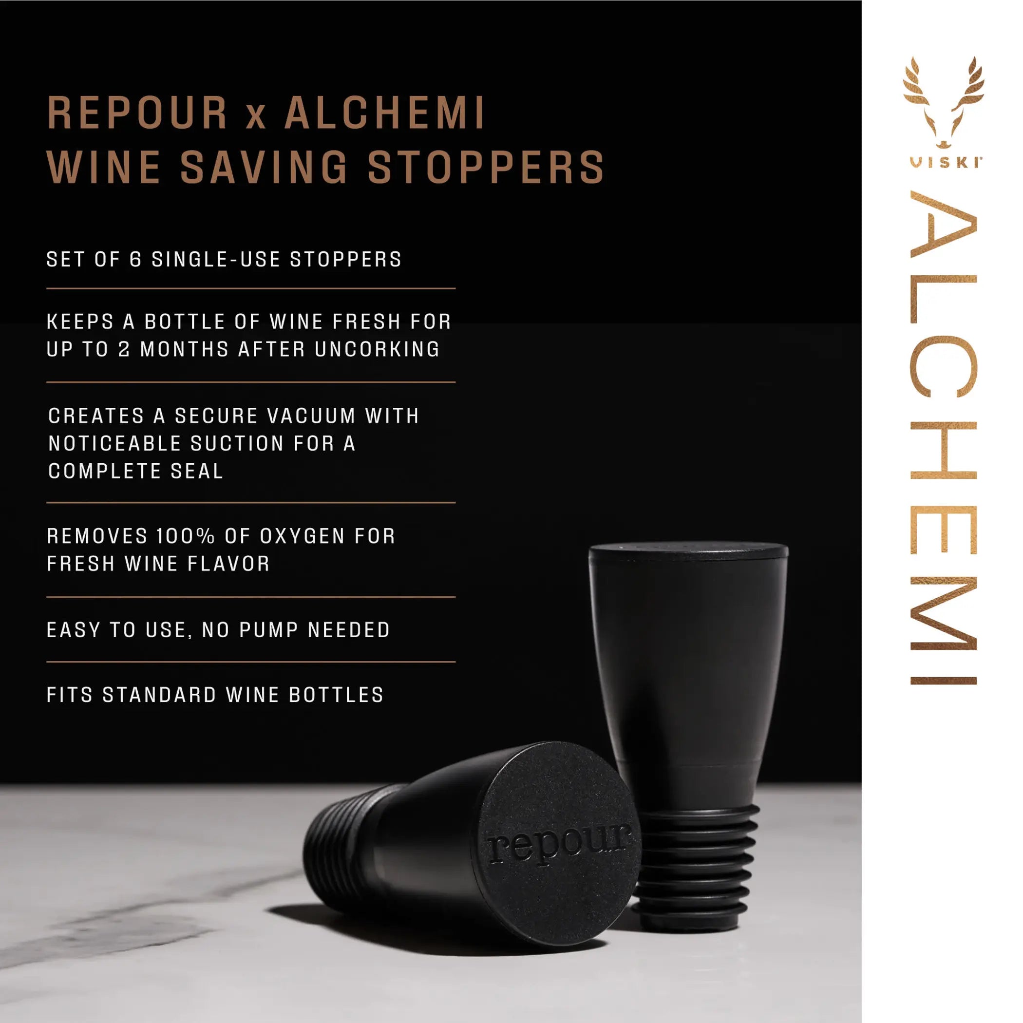 Repour Alchemi Wine Saving Stoppers Viski