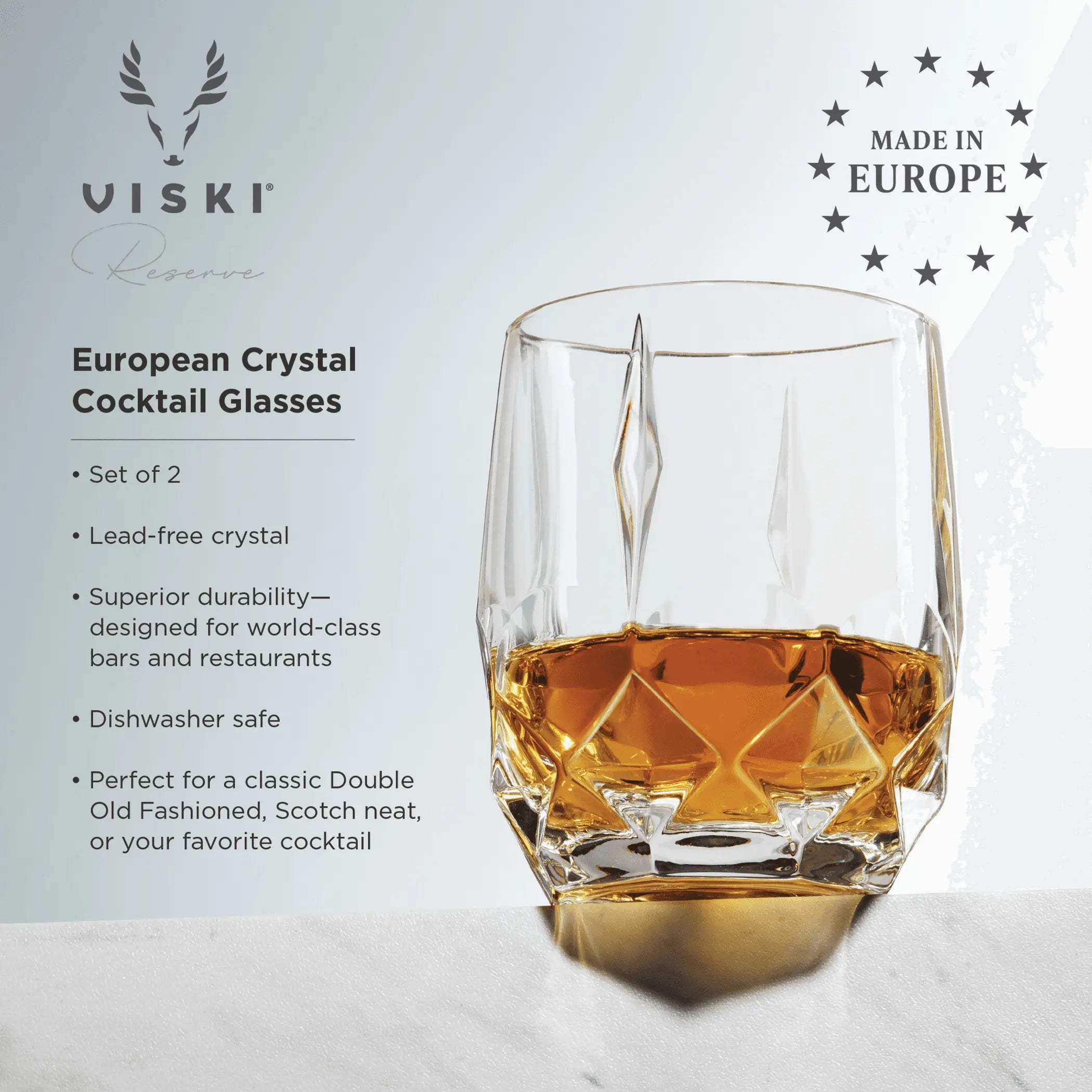 Reserve Bruno Crystal Cocktail Glasses by Viski Viski