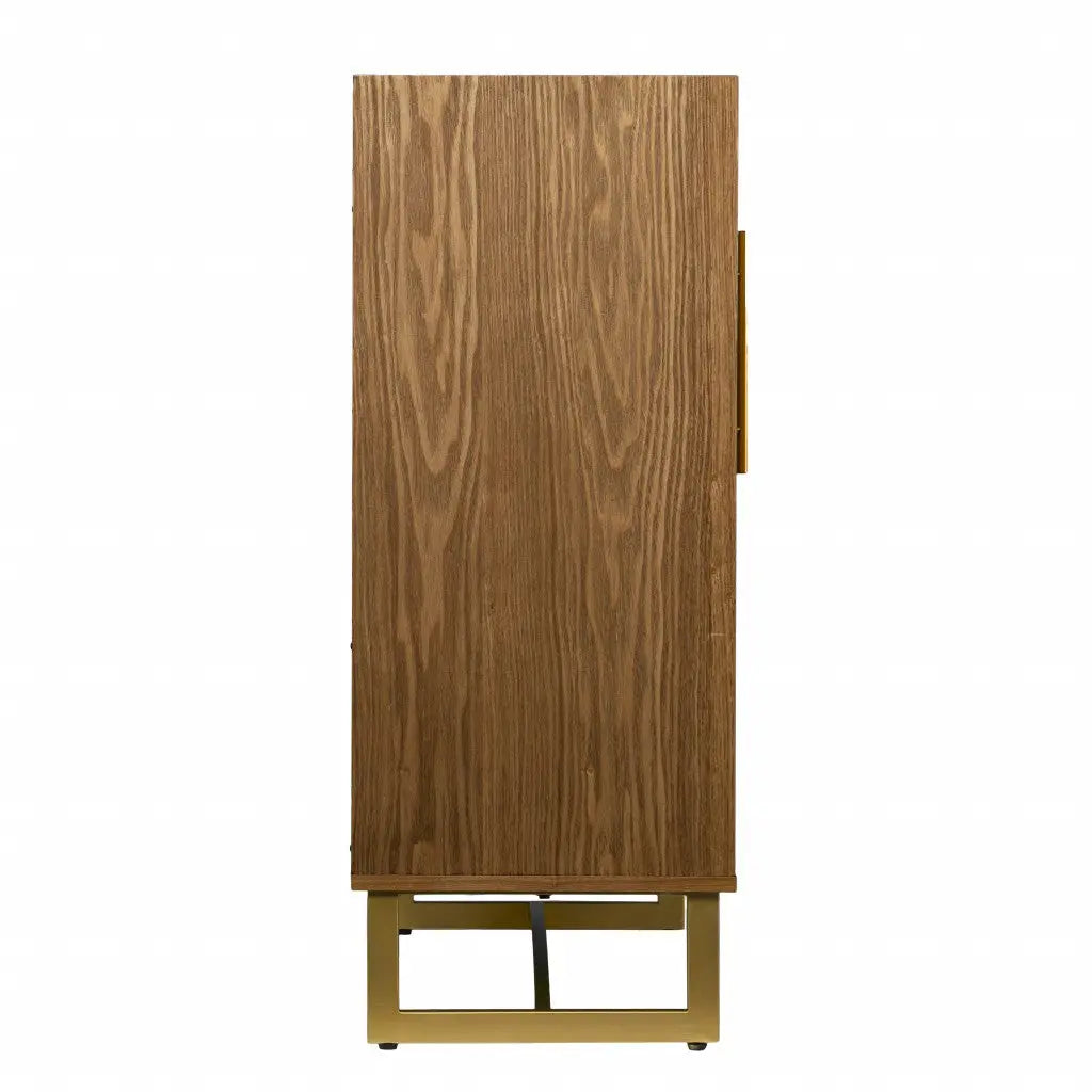Retro Gold Natural and Faux Marble Wine Cabinet Homeroots Kitchen & Dining
