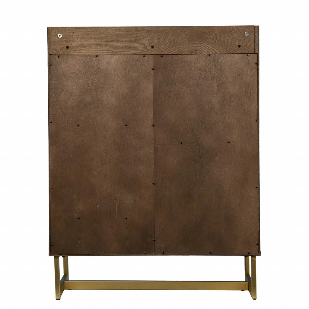 Retro Gold Natural and Faux Marble Wine Cabinet Homeroots Kitchen & Dining