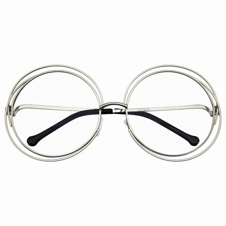 Retro Indie Dual Metal Oversize Round Mirrored Lens Sunglasses Sunglass Memphis