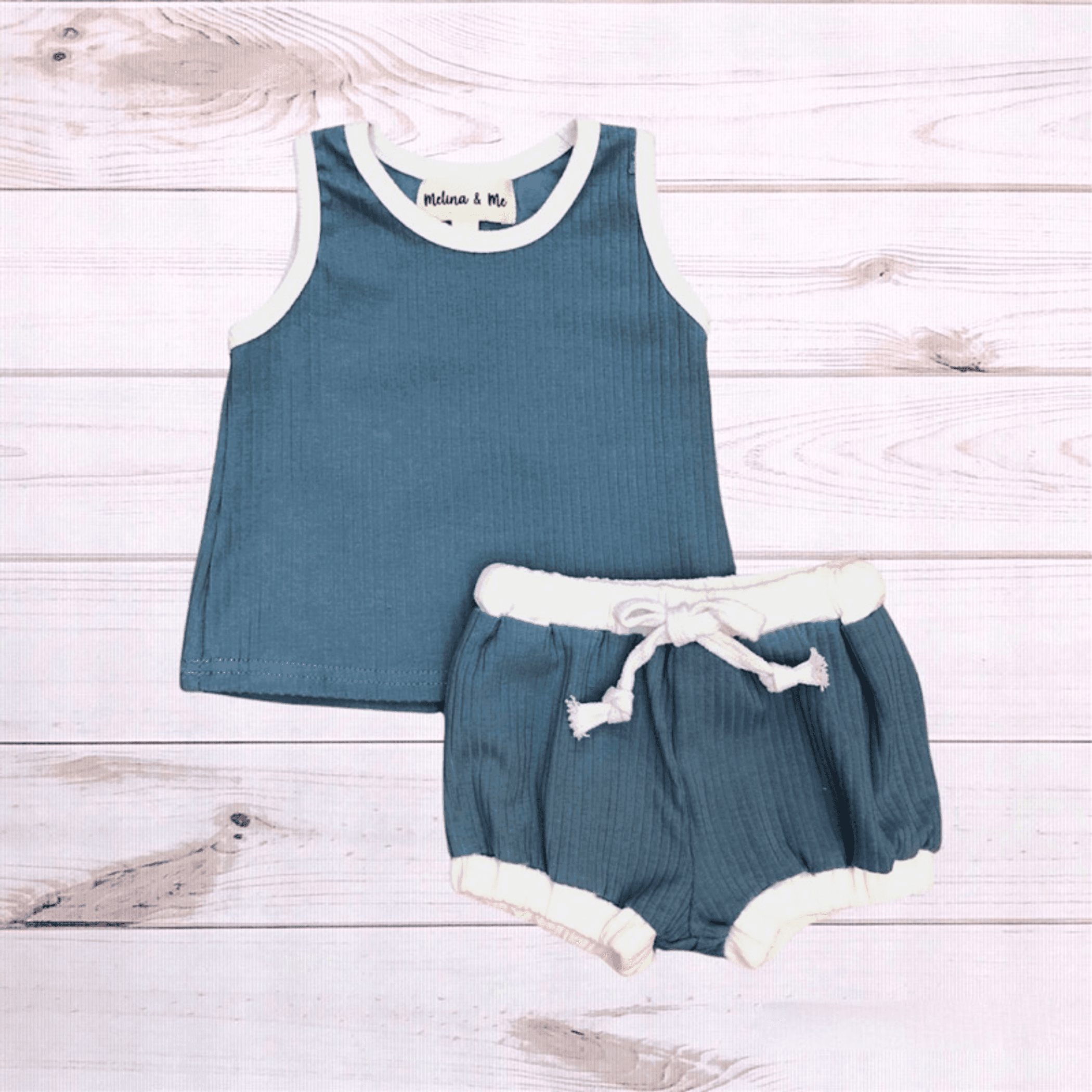 Retro Ribbed Outfit (Teal) Melina & Me