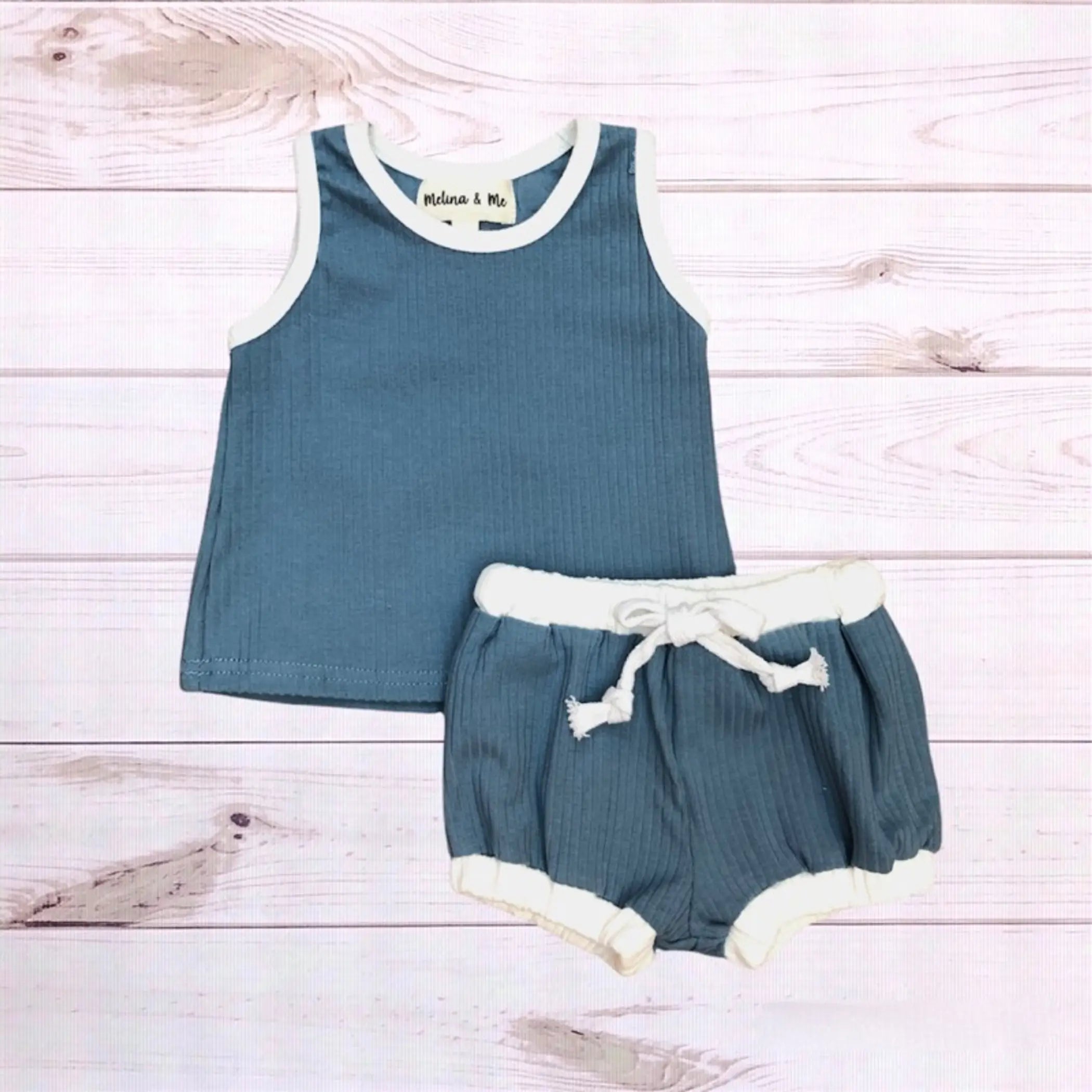Retro Ribbed Outfit (Teal) Melina & Me