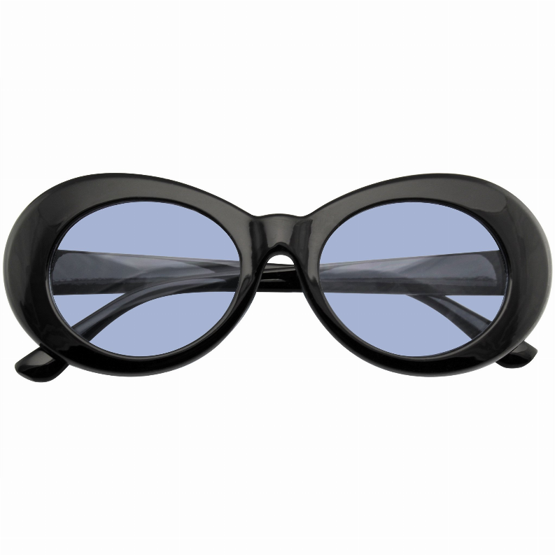 Retro Round 1990's Fashion Clout Goggle Oval Color Tone Black Sunglasses Sunglass Memphis
