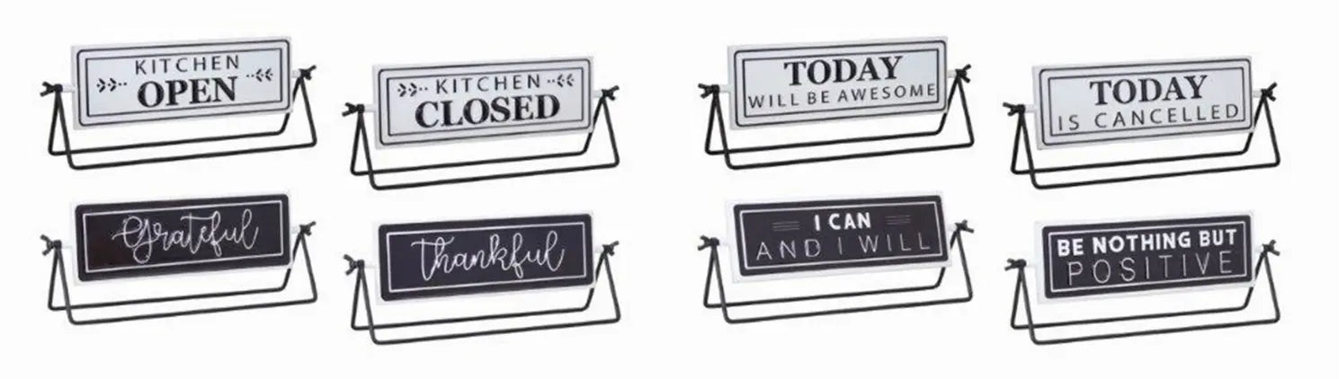 Reversable Sign with Stand (Set of 4) 12.75"L x 4.75"H Iron Melrose Intl.