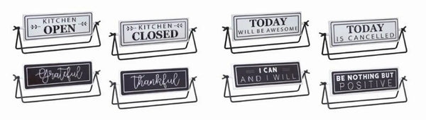 Reversable Sign with Stand (Set of 4) 12.75"L x 4.75"H Iron Melrose Intl.
