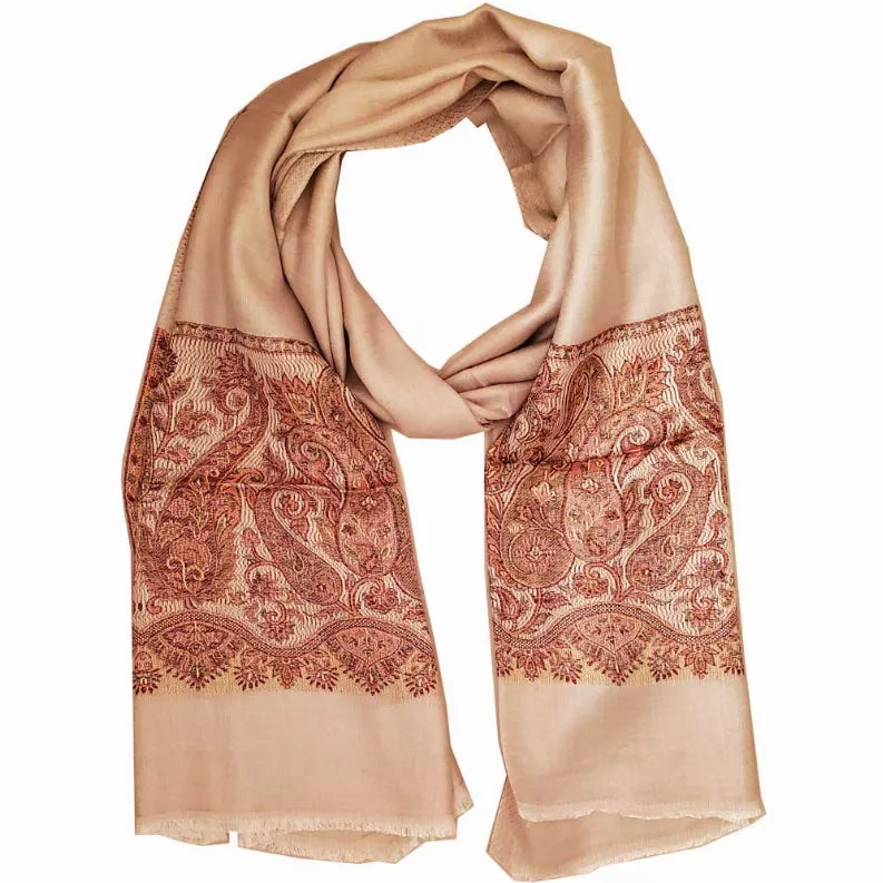 Reversible Faux Pashmina Fabric Silk Rayon Blend Paisley Print Scarf Shawl Wild Lotus