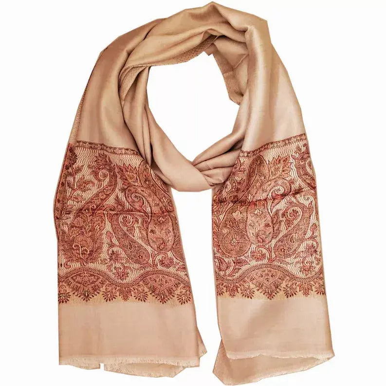 Reversible Faux Pashmina Fabric Silk Rayon Blend Paisley Print Scarf Shawl Wild Lotus