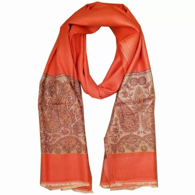Reversible Faux Pashmina Fabric Silk Rayon Blend Paisley Print Scarf Shawl Wild Lotus