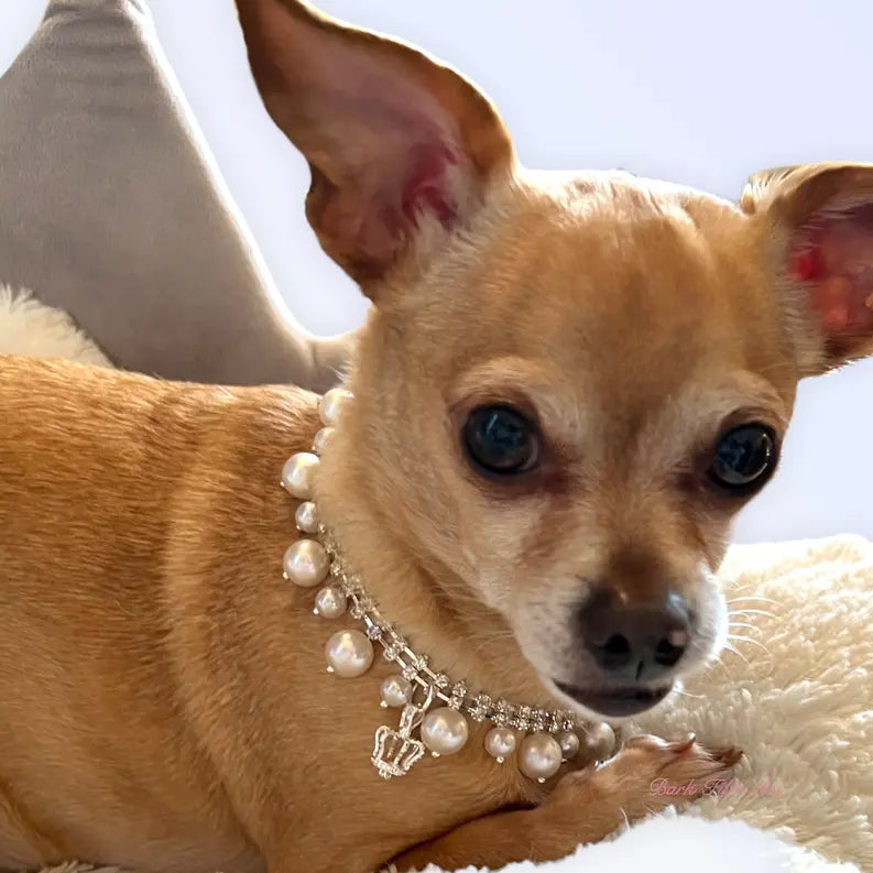 Rhinestone & Pearl Crown Necklace Bark Fifth Avenue