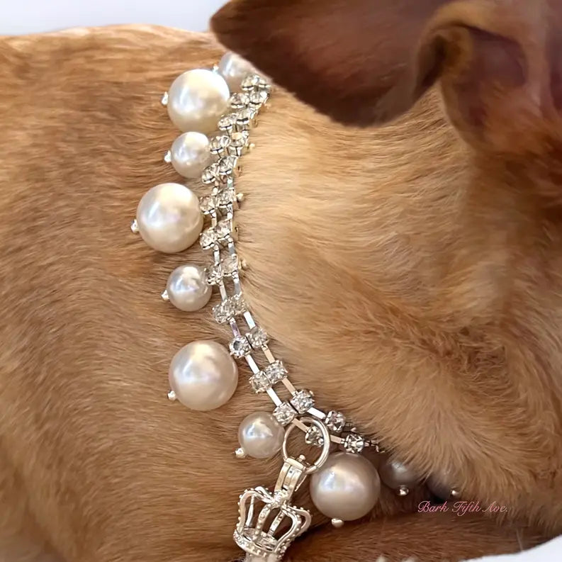 Rhinestone & Pearl Crown Necklace Bark Fifth Avenue
