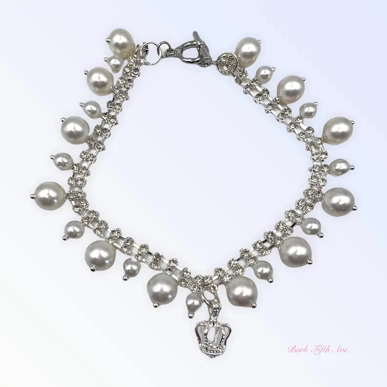Rhinestone & Pearl Crown Necklace Bark Fifth Avenue