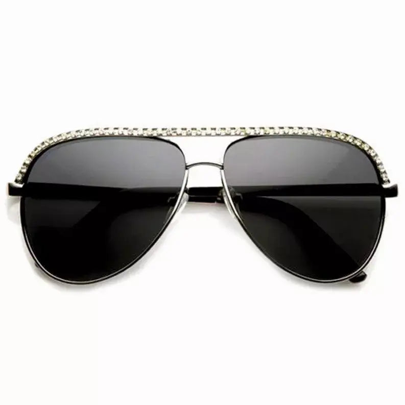Rhinestones Womens Aviator Metal Sunglasses Stunner Fashion Celebrity Bling Sunglass Memphis