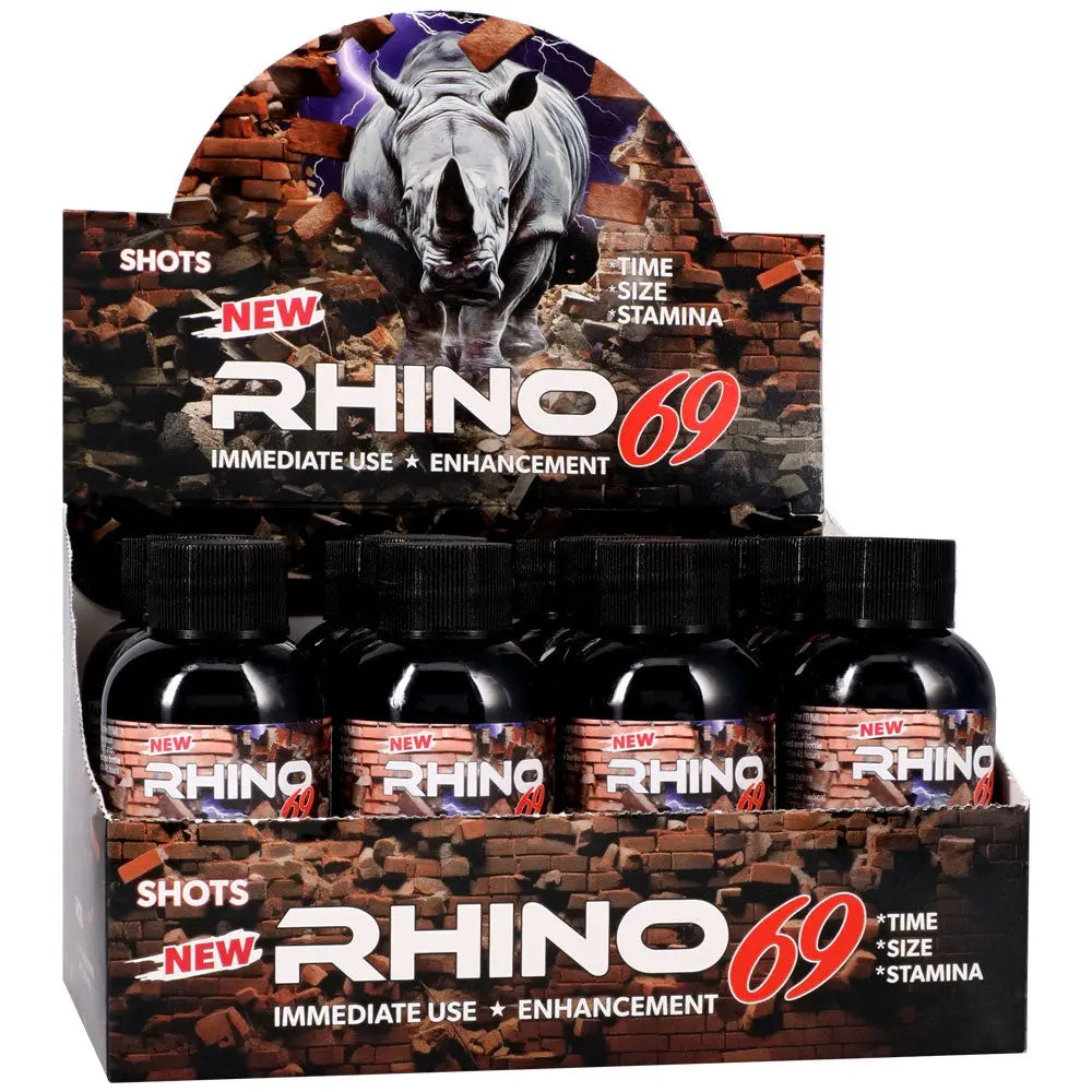Rhino 69 - Liquid Shots 2oz Bottles - 12 Pack Display National Video