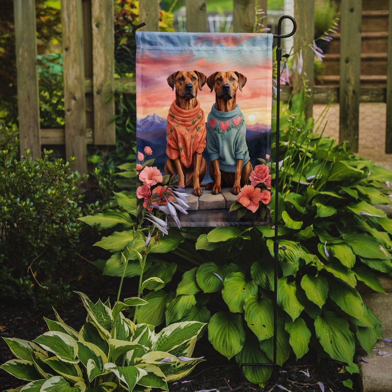 Rhodesian Ridgeback Two Hearts Garden Flag Caroline's Treasures