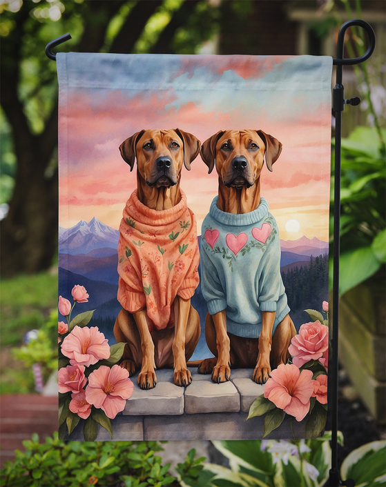 Rhodesian Ridgeback Two Hearts Garden Flag Caroline's Treasures