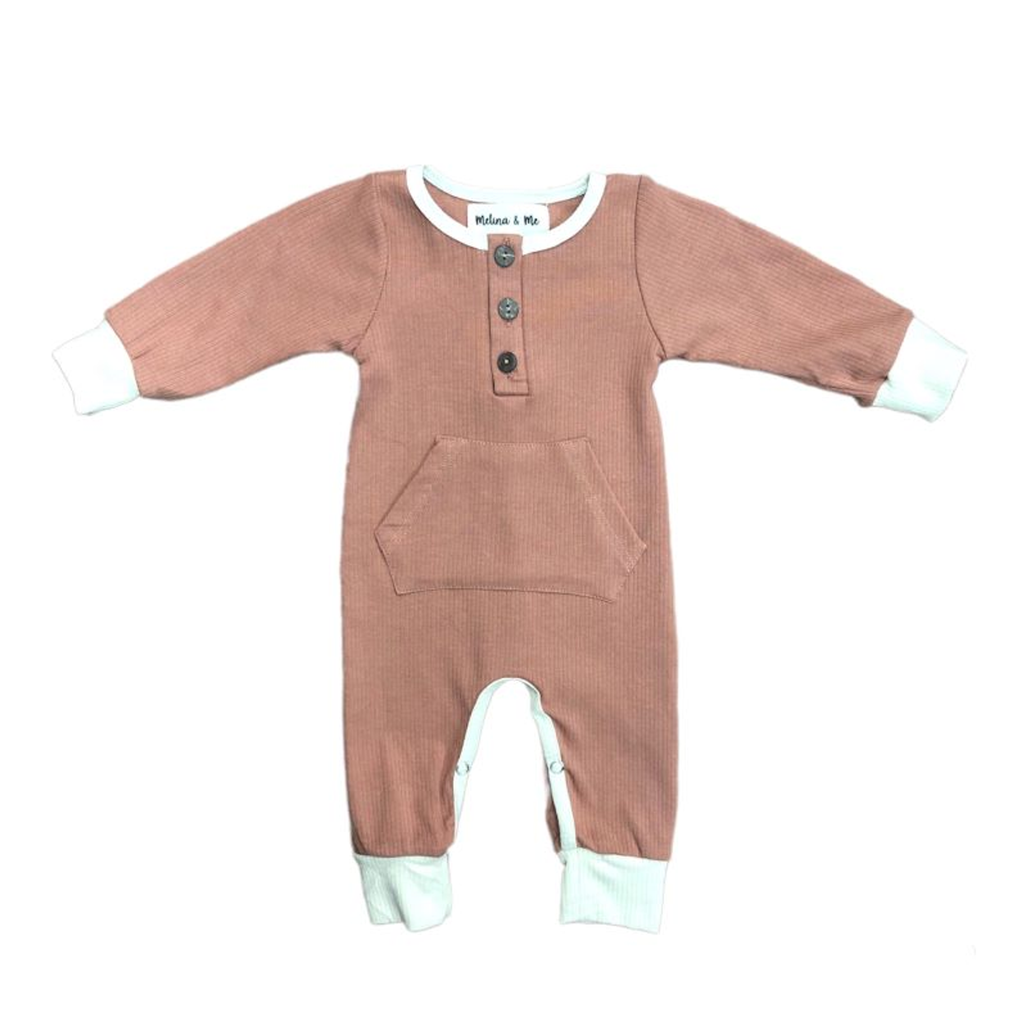 Ribbed Romper (Rust/Natural) Melina & Me