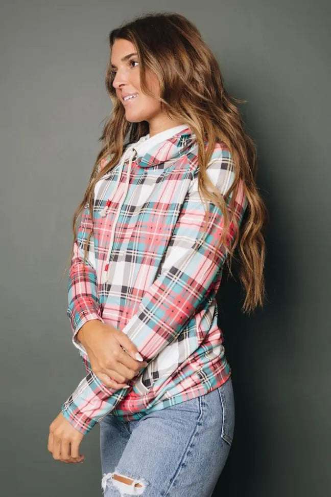 Ricki Plaid Drawstring Hoodie Stay Warm in Style