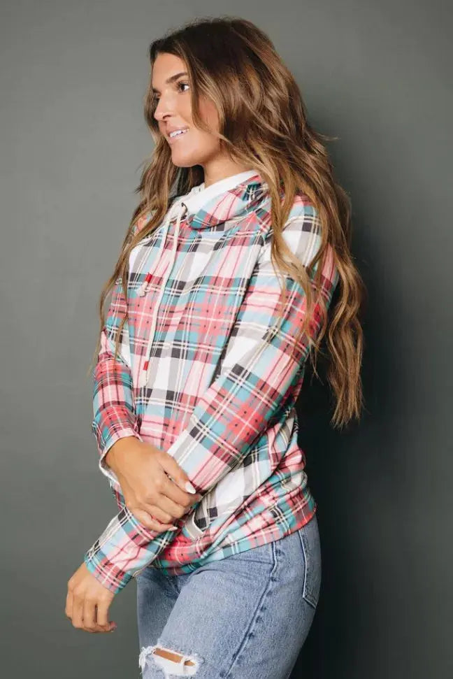 Ricki Plaid Drawstring Hoodie Stay Warm in Style