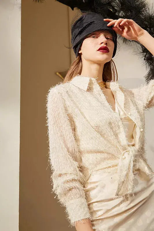 Rimless | Ivory White Tassel Shirt Fangyan