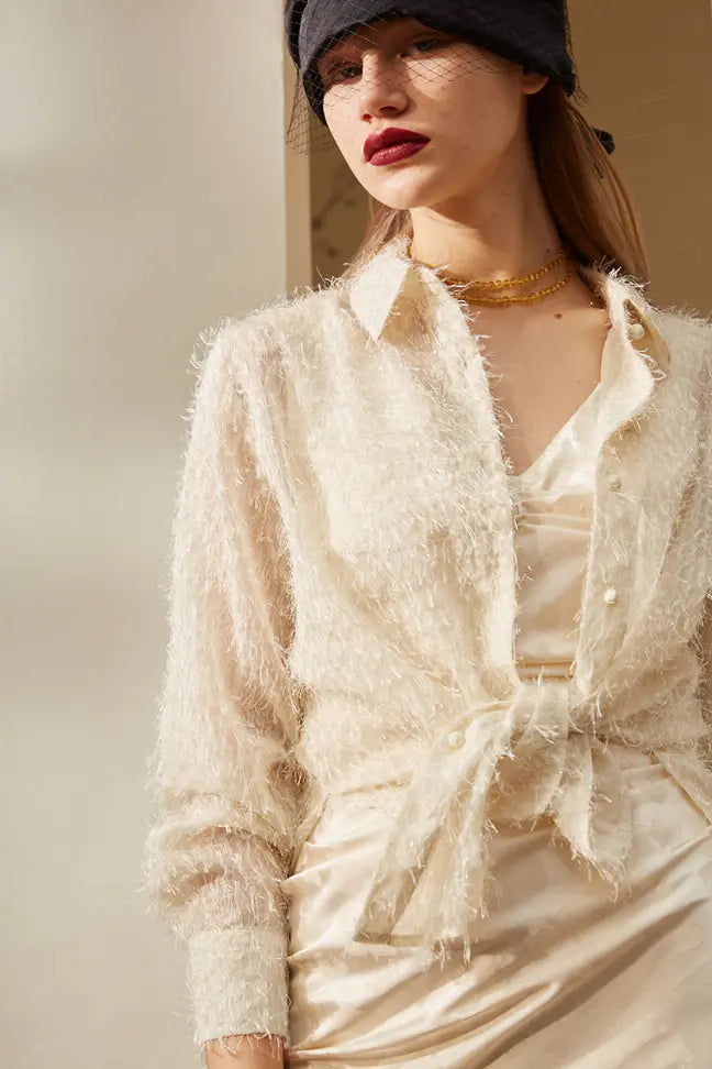 Rimless | Ivory White Tassel Shirt Fangyan