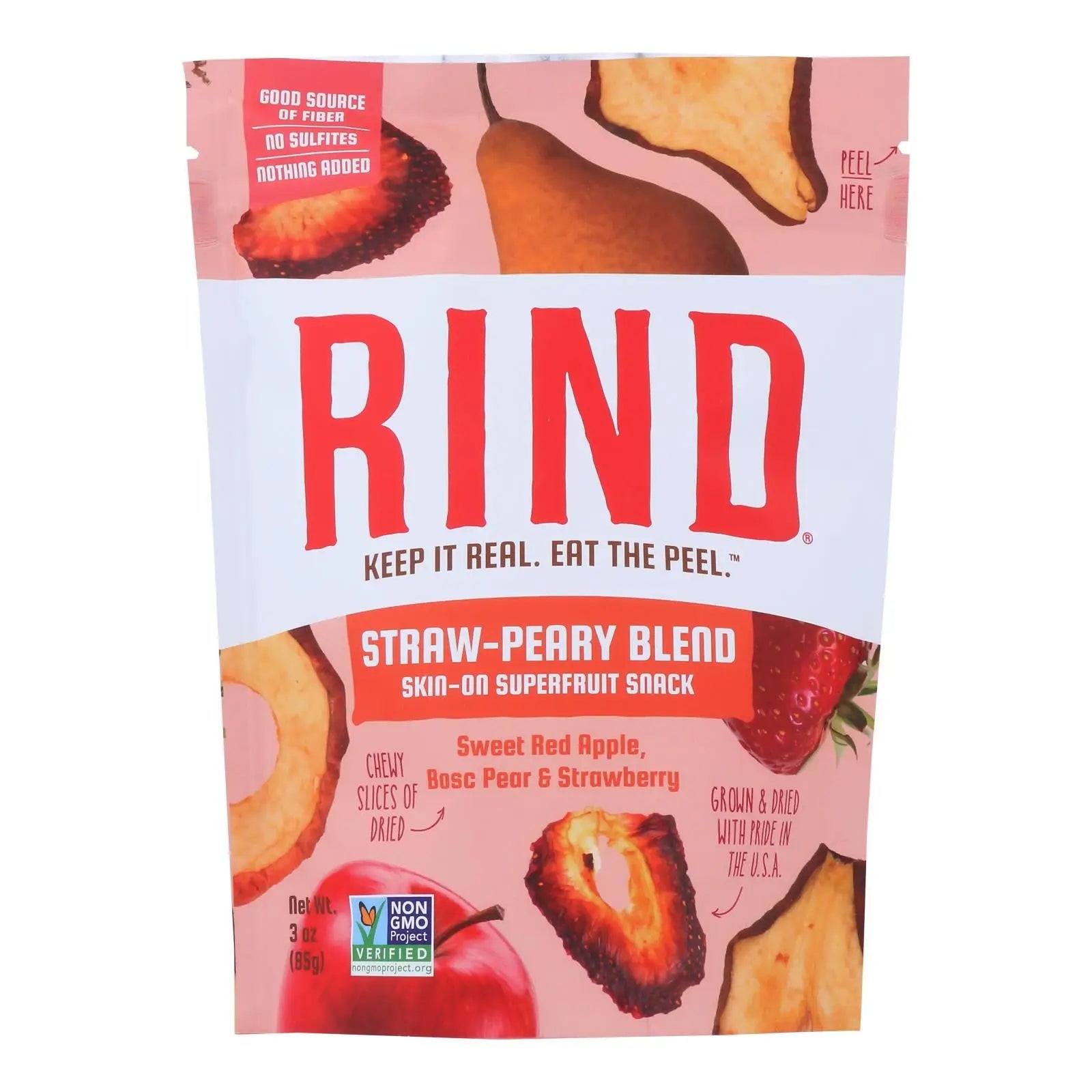 Rind Snacks - Drd Fruit Blend Straw-peary - Case Of 12 - 3 Oz Rind Snacks